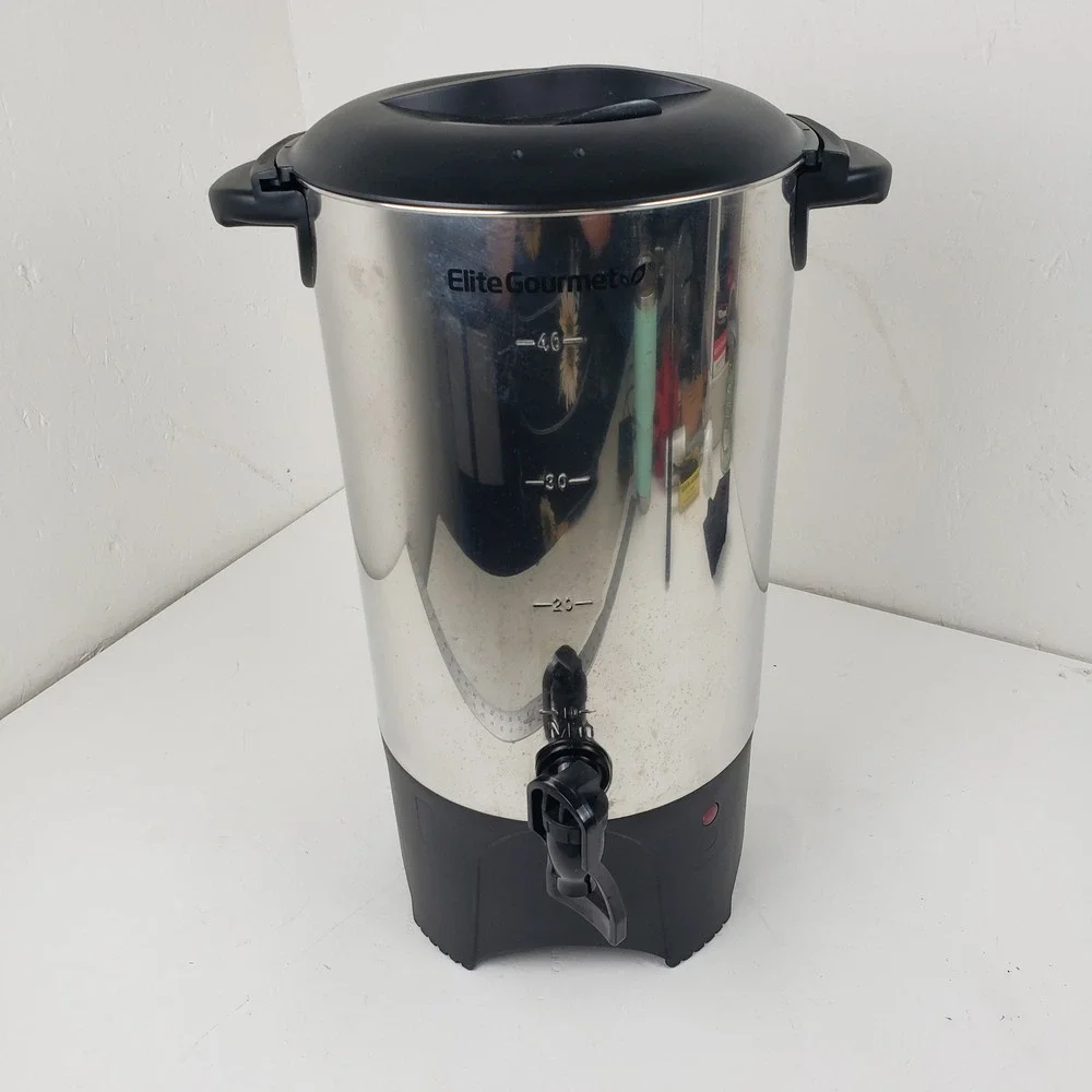 Elite Gourmet CC-45 Stainless Steel 45 Cup Coffee Urn Percolator Silver Black